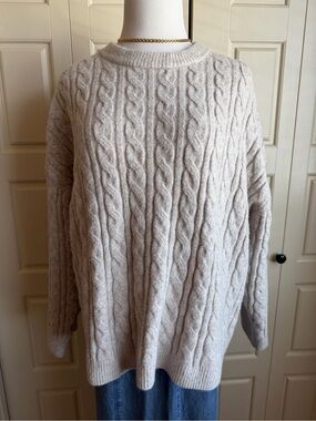 H&M Cream Cable Knit Crewneck Sweater